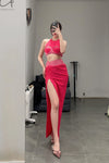 OUDE WAAG double-layer hanging slit slit skirt OW-23SS-SK02 pink